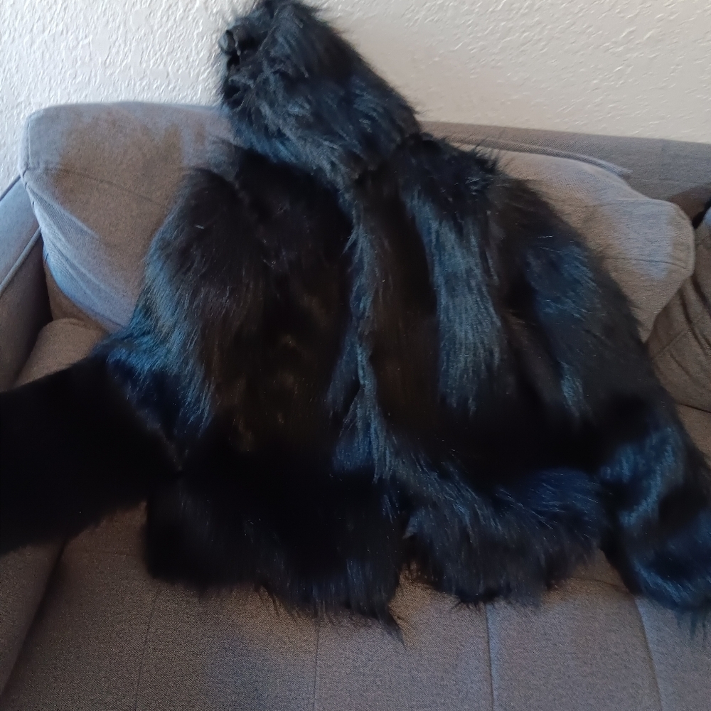 Black Faux Fur Coat NEW XL